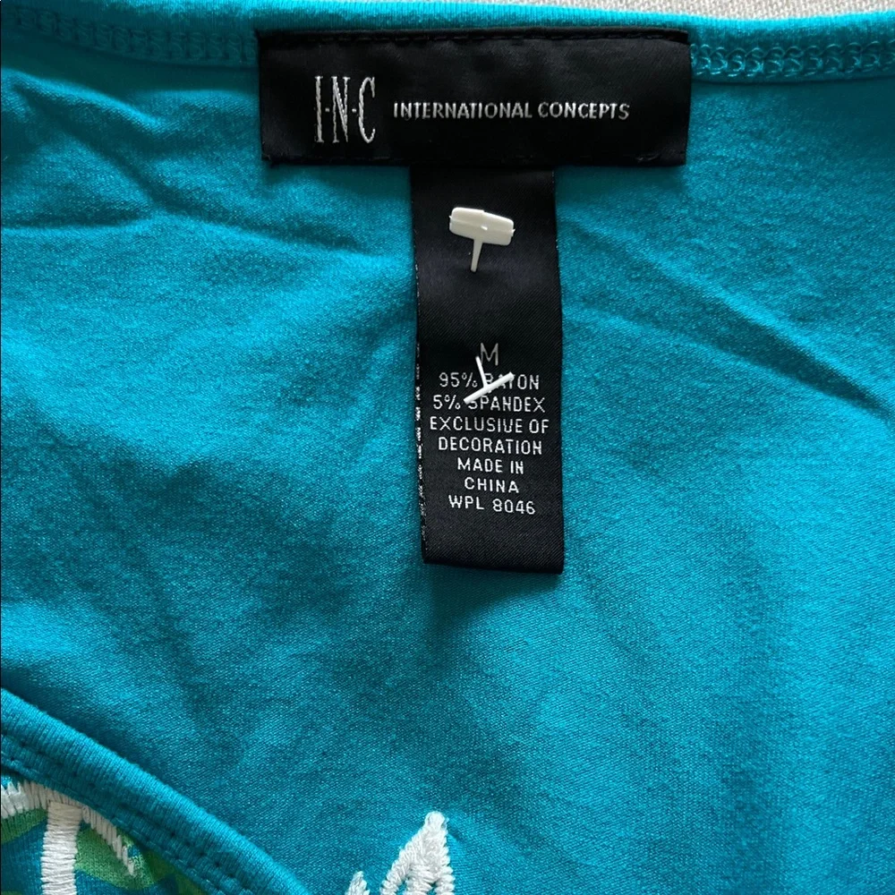INC International Concepts Turquoise Floral Embroidered Women's Tunic - Picture 2 of 7